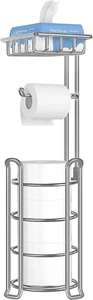 Toilet Paper Holder Free Standing with Raised Feet Shelf Bathroom Organizer - Picture 1 of 12