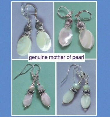 Original MADRE DE PERLA Pendiente Gota Plano Ovalado ELIGE favorito XX Foto 1 de 4