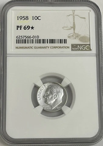 1958 NGC PF69 STAR PROOF SILVER ROOSEVELT DIME 10C GREAT EYE APPEAL WHITE LABEL Cover