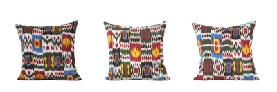 Capa de travesseiro Ikat uzbeque conjunto de 3 peças 20,08 x 20,08 nova em folha envio rápido 07792 - Imagem 1 de 4