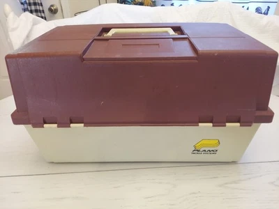 Caja de aparejos de pesca vintage original Plano 8606 doble cara bloqueo EE. UU. Foto 1 de 4