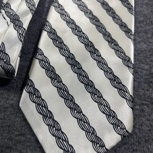 Ein Design klassische Vintage Herren Krawatte weiß schwarz Seil Design Streifen - Bild 1 von 5