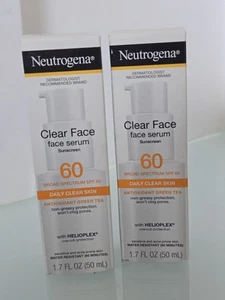 NEW Neutrogena Clear Face Serum Sunscreen w/green Tea SPF 60+ 1.7oz EA. (2PK) - Picture 1 of 6