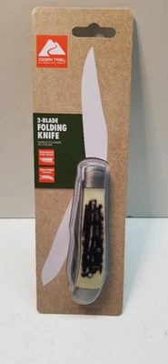 Ozark Trail Stag Finish Dual Blade Pocket Knife Folding, 3.25" Blade, Cream NEW! - Image 1 of 3