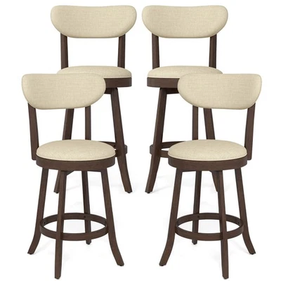 25.5" Counter Height Chairs Set of 4 w/ Padded Seat & Backrest Rubber Wood - Image 1 of 4