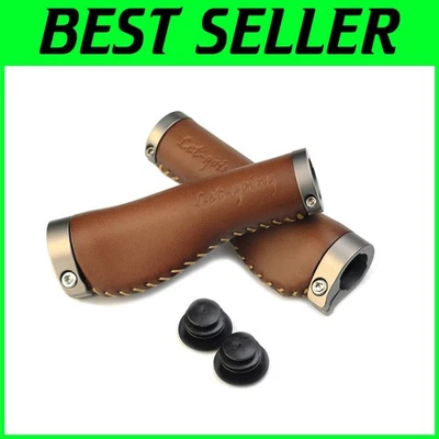 Stylish Brown Leather Bike Grips – 22mm Inner Diameter, Shock-Resistant Design - Image 1 of 4