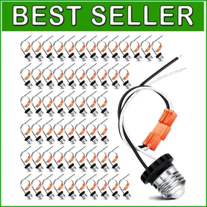 Polished White E26 Light Socket Pigtails - 50 Pack for Indoor & Outdoor Use - Picture 1 of 9