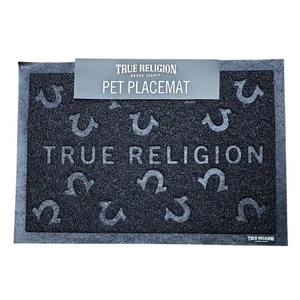 True Religion Haustier Tischset Wasserdicht Futter Matte für Hunde Katzen 26" x 18" Schwarz - Bild 1 von 5