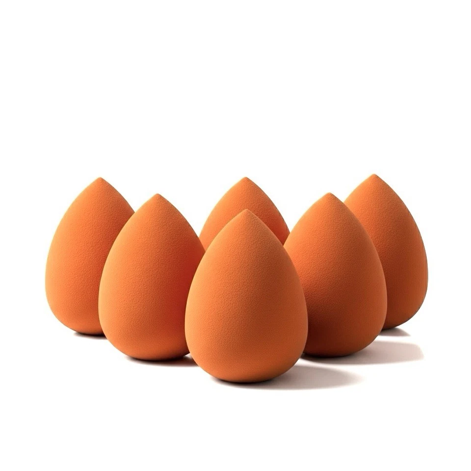 全新 化妆 海绵 美容搅拌机,橙色,6 包,免运费 — 第 1/1 张图片