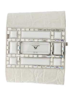 Valentino Fascia Women’s Watch White Leather Cuff Crystal Bezel Quartz8751100115 - Image 1 of 4