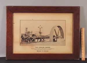 RARA antica insegna pubblicitaria fotografica industriale George Corliss motore a vapore - Foto 1 di 7