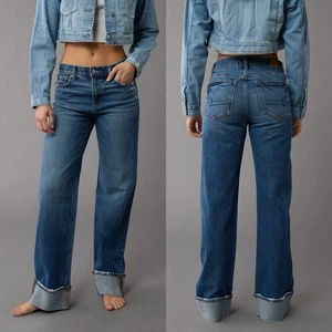 American Eagle Stretch High-Waisted Stovepipe Cuffed Blue Jean 33/16 Short - Picture 1 of 8