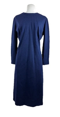 Vestido de Colección Años 60 Azul Marino Mezcla de Lana Sherbet Originales Oficina Sirena Chic Pliegues Foto 1 de 4