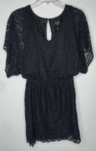 Laundry By Shelli Segal Black Lace Dress Flowy Dolman Sleeve Size 4 Classic - Picture 1 of 6