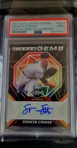 2021 PANINI ELITE SPENCER STRIDER BRAVES HIDDEN GEMS AUTO HGSS PSA 9 GEM sde34 - Picture 1 of 2