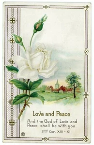  Preciosa rosa blanca de amor y paz de colección de casa rural y escena de iglesia - Imagen 1 de 2