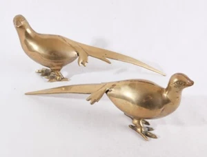 Brass Pair of Pheasants, MCM, 12" Each, Made in Taiwan - Picture 1 of 7