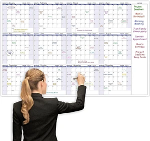 Large Dry Erase Calendar for Wall – Yearly Wall Calendar Dry Erase, 57.9" X 37" - Picture 1 of 12