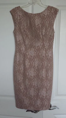 $200 NEW French Connection beige nude lace sheath dress size 8 - image 1 of 4