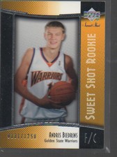 ANDRIS BIEDRINS 2004-05 UPPER DECK SWEET SHOT ROOKIE CARD #108  /1250