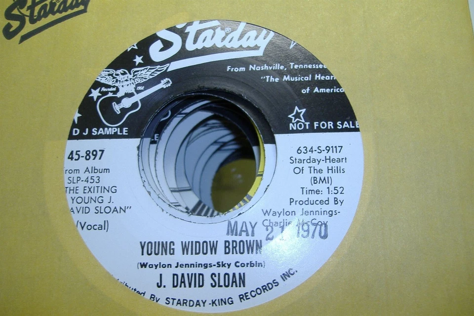 Starday 45 J. David Sloan - Young Widow Brown / Sleep Woman Sleep On Starday - Image 1 of 1
