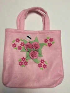 Pink Girl's Felt Tote Bag Flowers Butterfly Age 3+ Stocking stuffer - Picture 1 of 2