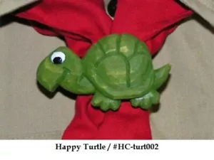 Hand Carved Happy Turtle Neckerchief Slide - Picture 1 of 1