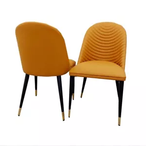 Set Of 4 Alba Leather Dining Chairs Tan Colours - Picture 1 of 3