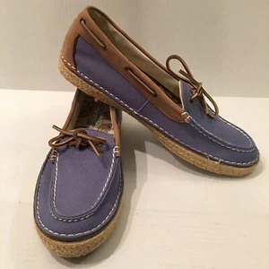 SPERRY Women SZ 10 Slip On Top  Siders boat  shoes blue denim  Boat Sneakers - Picture 1 of 9