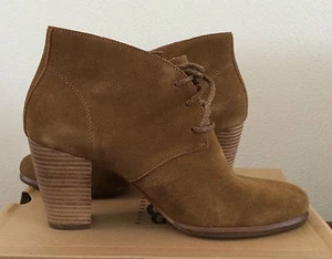 UGG Ankle Lace Up Boots Heel Mackie Leather 1007257 Chestnut Brown Women's 9.5 - Picture 1 of 6