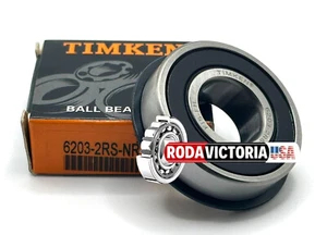 TIMKEN 6203 2RS NRC3 DEEP GROOVE BALL BEARING RUBBER SEALED W/SNAP RING 17x40x12 - Picture 1 of 6
