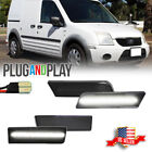 Smoked Front + Rear White LED Side Marker Lights For 10-13 Ford Transit Connect