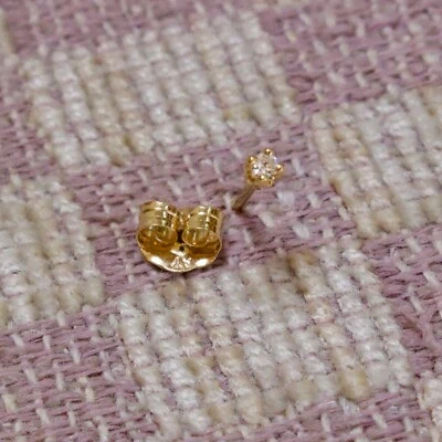 SINGLE 14K YELLOW GOLD MINI .02 CARAT NATURAL DIAMOND STUD EARRING ONE ONLY! - Image 1 of 4