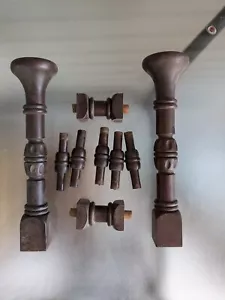 Lot Of Antique Black Walnut Spindles And Horn Columns. - Picture 1 of 9