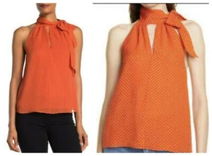 Joie Women's Dalman Silk Polka Dot Terracotta Halter Neck Tie Top L NWT $248 - Picture 1 of 9