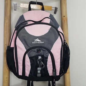 High Sierra Backpack Travel Bag Pockets Padded Straps Hiking School Pink Black - Picture 1 of 12