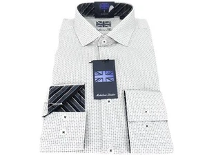 Michelson's London Allover Dobby Slim Fit Hemd weiß Größe 16-16 1/2 34/35 - Bild 1 von 3