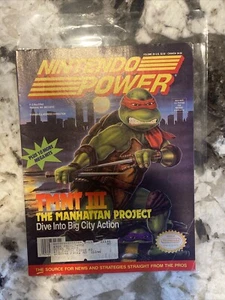 Nintendo Power Magazine Vol 33 [TMNT III] Turtles w Lemmings Poster - Complete - Picture 1 of 15