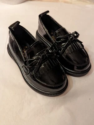 Little Boys 9.5 (EU 26)Black Shiny Faux Leather Dress Shoes By Fashion Shoes New - Image 1 of 4