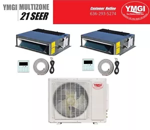 24000 BTU 22 Seer 2 Zone Ductless Mini Split AC Heat Pump Hidden indoor - Picture 1 of 11