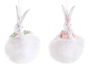 Deko-Anhänger/Ostern/Osterhase auf Ponpon/neu/Hasenmädchen/rosa/weiß - Bild 1 von 5
