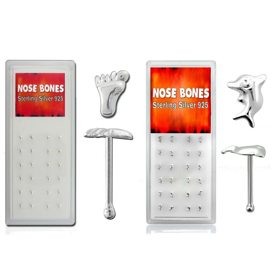Nasenpiercing,Nasenstecker,Nasenring,Nasenschmuck,925 Silber,Fuß,Delphin n26 - Bild 1 von 1
