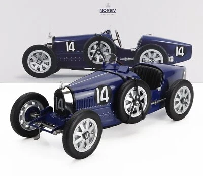 MODELLINO AUTO EPOCA STATICO NOREV BUGATTI T35 1925 BLU MODELLISMO SCALA 1:12 - Immagine 1 di 4