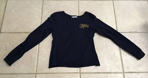 WHITE FAWN FROM TILLYS GIRLS NAVY BLUE LONG SLEEVE CALIFORNIA TOP SZ L 10-12 GC! - Picture 1 of 2