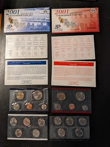 2001 U. S. Mint Uncirculated Coin Sets - 20 BU 2001-P&D coins inc state quarters - Picture 1 of 21