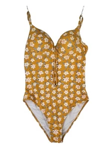 Traje de baño para mujer Cupshe talla M 1 pieza dorado gris blanco floral y follaje - Imagen 1 de 16