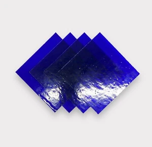 4 Pack Midnight Blue Transparent COE 96 Fusible Glass Sheets / Mosaic Squares - Picture 1 of 4