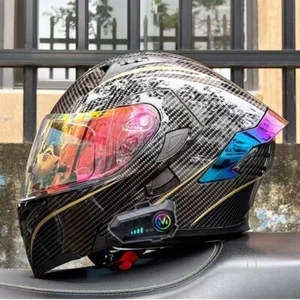 Wireless Motorcycle Helmet Intercom Headset Dual Lens Modular Motorbike Helmets - Picture 1 of 22