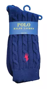Polo Ralph Lauren Women’s Socks Navy Seasonless Cable Crew, Shoe Sz 4-10.5 - Picture 1 of 2