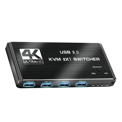 4K 2 in 1 out HDMI Kvm Switch 2x1 Dual Monitor USB 3.0 HDMI KVM Switcher - Image 1 of 4